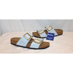 Birkenstock Sydney Luxe Buckle Sandals Baby Blue EU 41 Regular NWOT